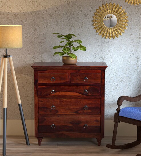 Buy Harleston Solid Wood Chest Of Drawers In Honey Oak Finish By