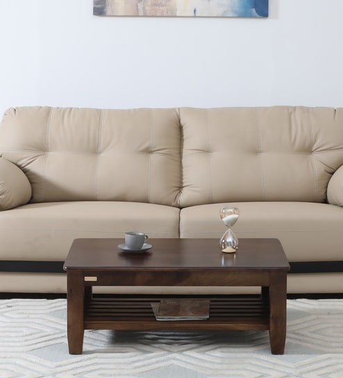 Harlev Sheesham Wood Coffee Table In Provincial Teak Finish With Open Storage