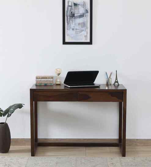 Harlev Sheesham Wood Writing Table In Provincial Teak Finish