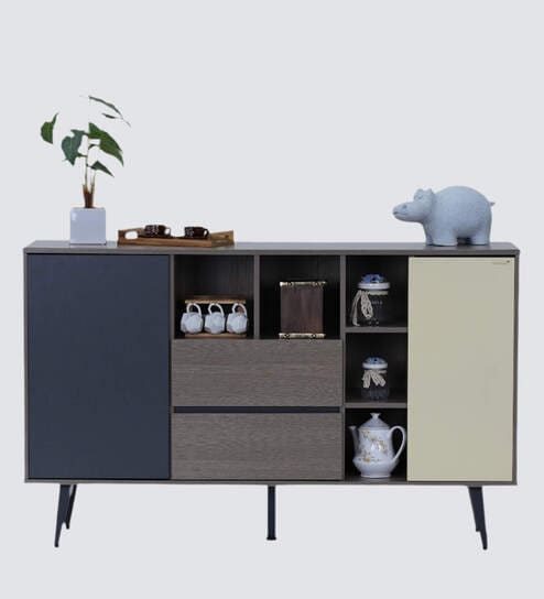 Johor Malaysian Sideboard In Chocolate And Grey Finish