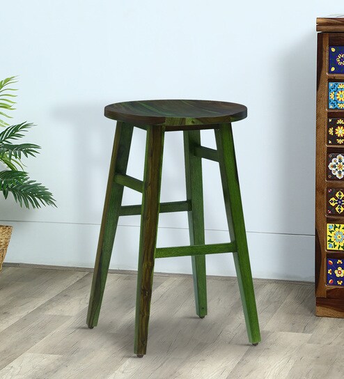Harrington Sheesham Wood Bar Stool In Spring Green Finish