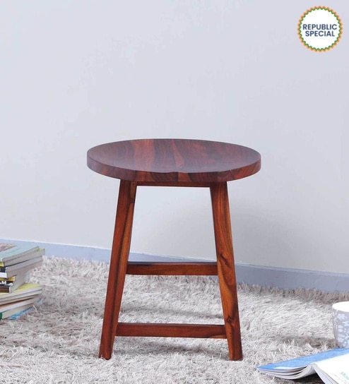 Harrington Sheesham Wood Seating Stool In Honey Oak Finish