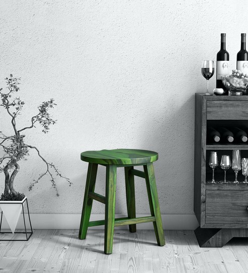 Harrington Sheesham Wood Seating Stool In Spring Green Finish