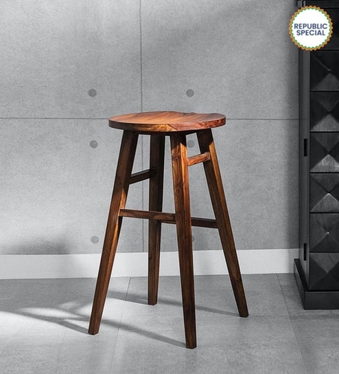 Harrington Sheesham Wood Tall Bar Stool In Provincial Teak Finish