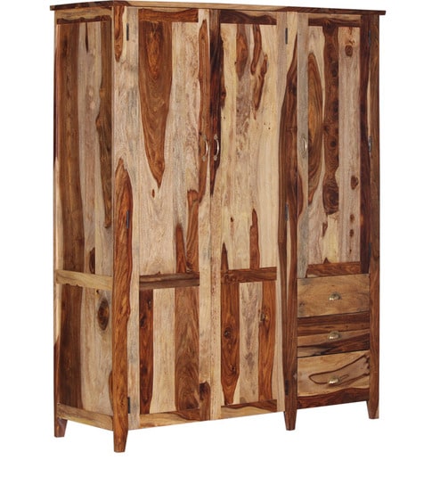 Buy Havana Solid Wood Wardrobe In Natural Sheesham Finish By