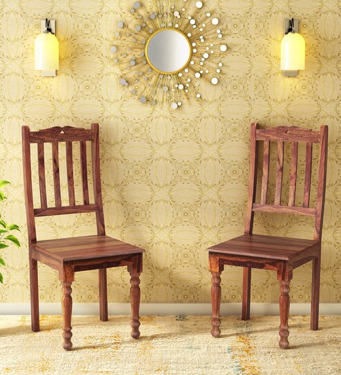 Haveli Solid Wood Dining Chair Set Of 2 In Provincial Teak Finish By Amberville