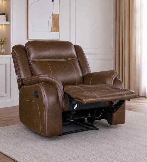 Haven Leatherette 1 Seater Sofa In Dark Brown Colour