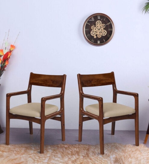 Haven Teak Wood Arm Chair In Brown Colour (Set of 2)