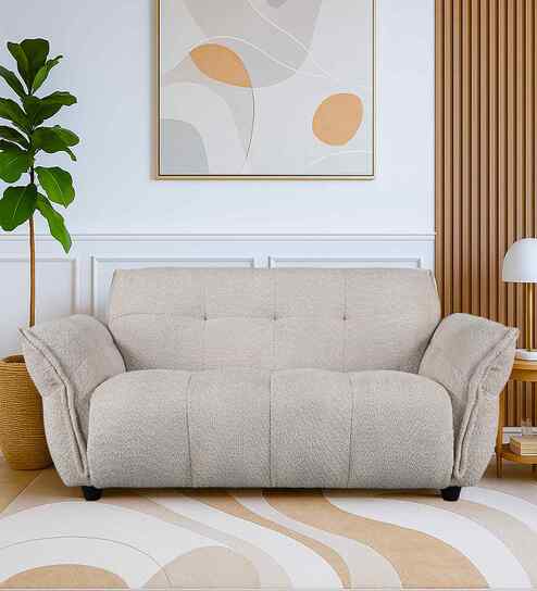 Hazel Fabric 2 Seater Sofa In Beige Colour