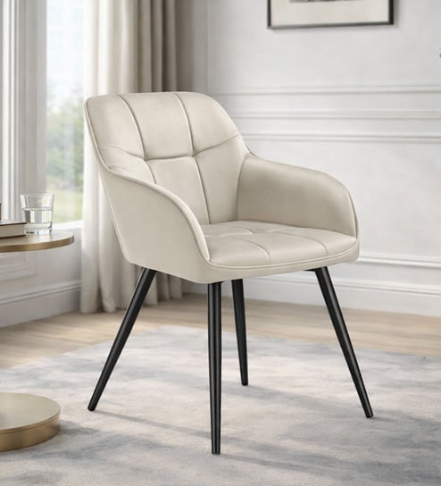 Hazel Leatherette Arm Chair In White Color
