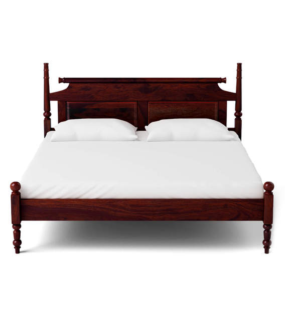 Buy Harleston Solid Wood Queen Size Bed in Honey Oak Finish