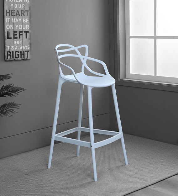 Buy Harley Barstool In White Colour By Luxome Online Modern Bar Stools Bar Furniture Furniture Pepperfry Product