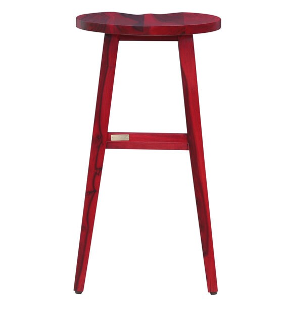 Buy Harrington Solid Wood Bar Stool in Spicy Red Finish Woodsworth By Pepperfry Online