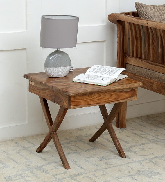 Buy Harvey Solid Wood End Table in Natural Finish Woodsworth By