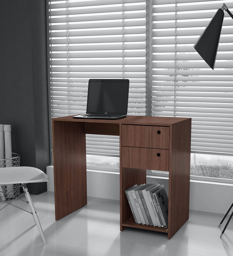 Buy Hanako Study Table with Two Drawer in Nut Brown Finish ...