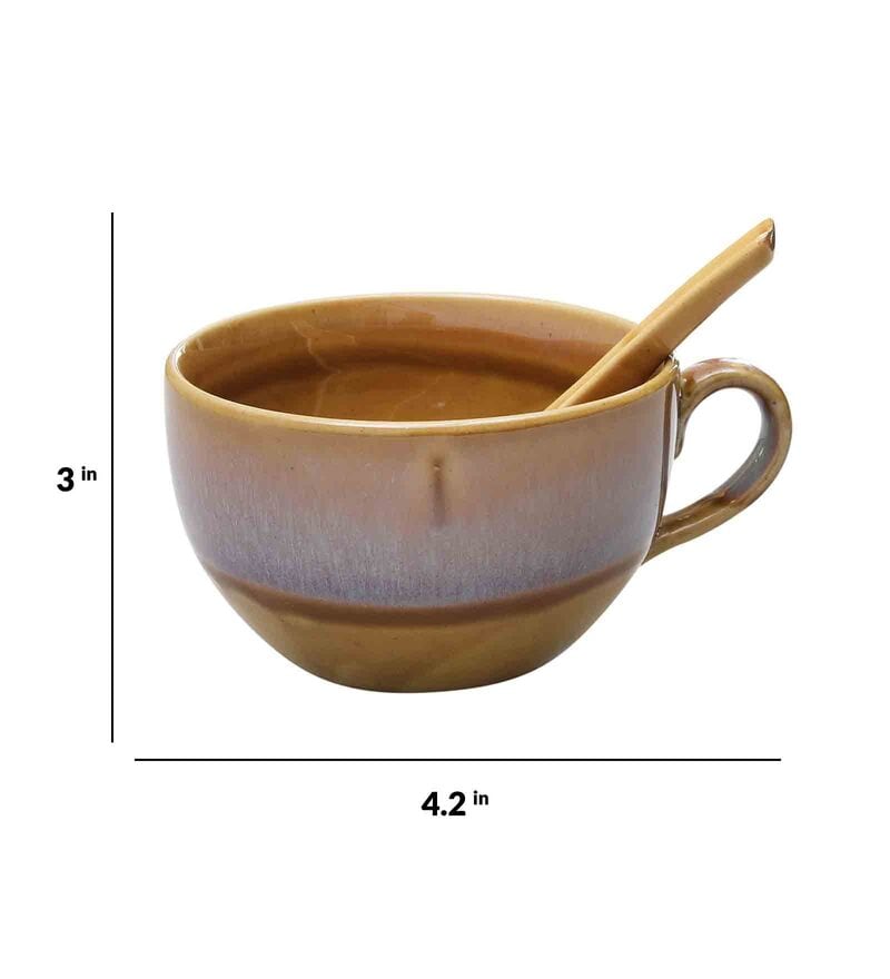 Buy Hand Glazed (Set of 2) 750ml Stoneware Soup Bowl with Spoon by Miah
