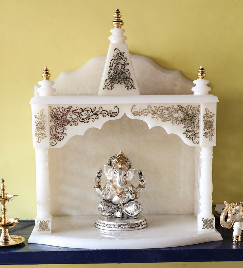 Buy White Onyx Marble Pooja Mandir Without Door By Bhavya Craft Online