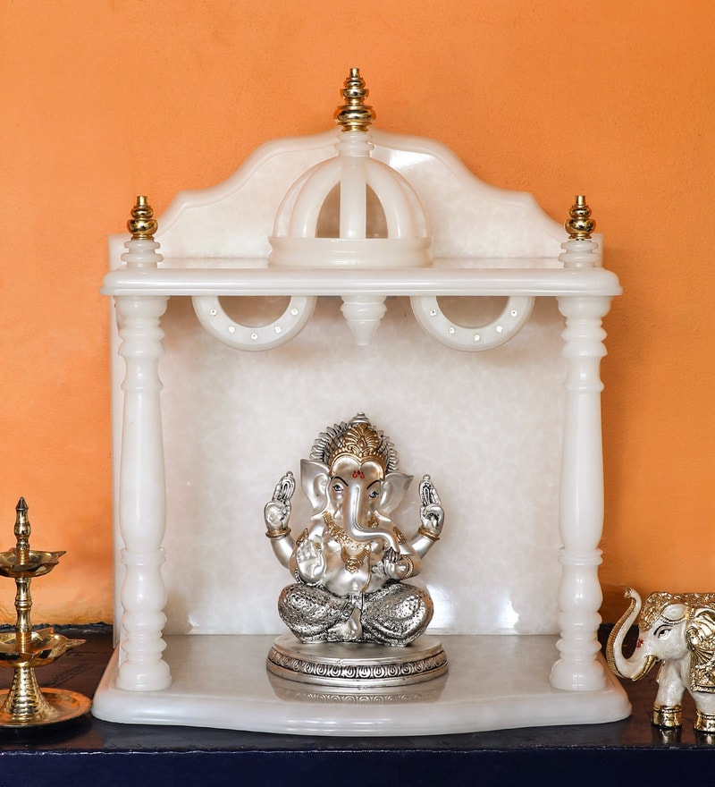Buy White Onyx Marble Pooja Mandir Without Door By Bhavya Craft Online