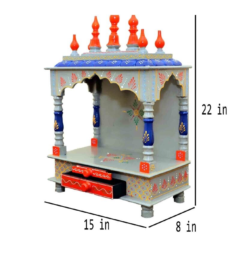 Buy Handmade Multicolour Mango Wood & MDF Pooja Mandir by Home Decor