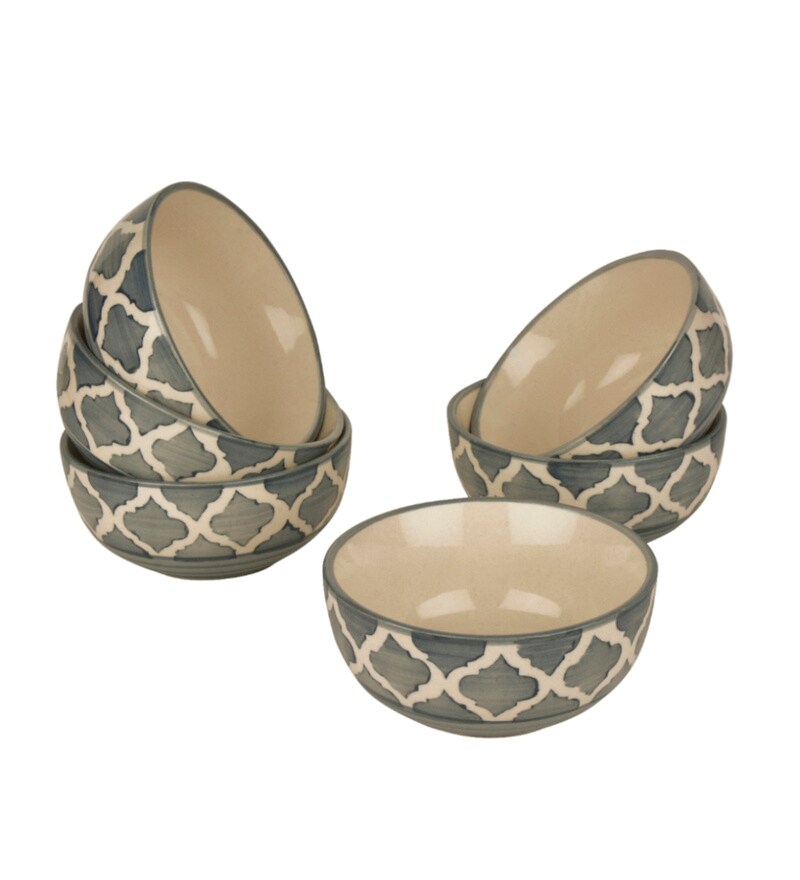 Buy Handpainted Ceramic Serving Bowls Set of 6 By StyleMyWay Online