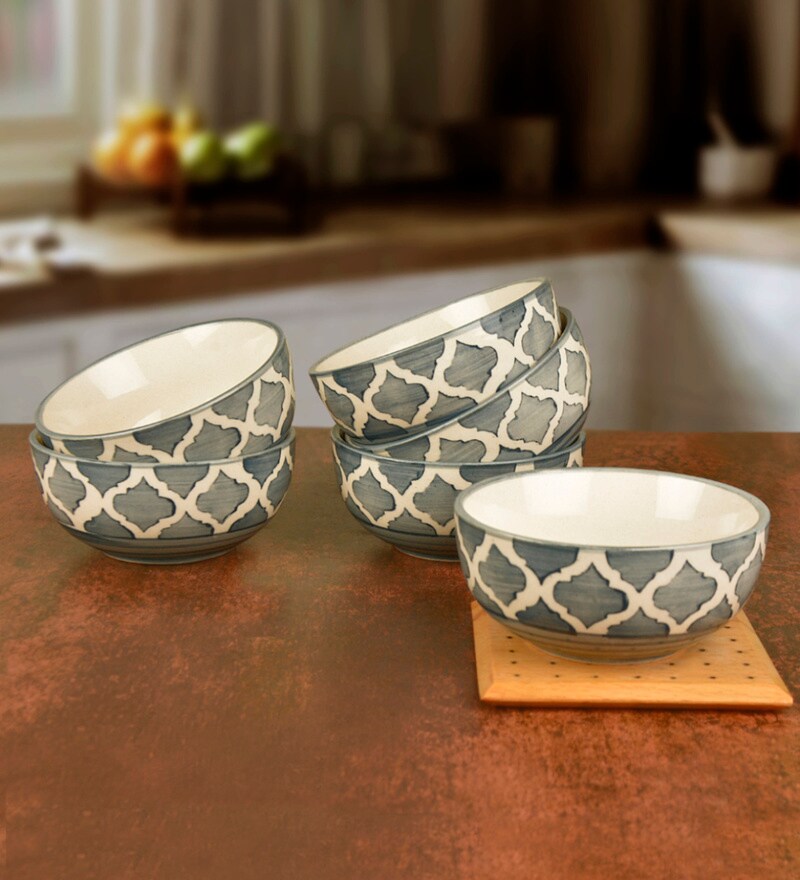 Buy Handpainted Ceramic Serving Bowls Set of 6 By StyleMyWay Online
