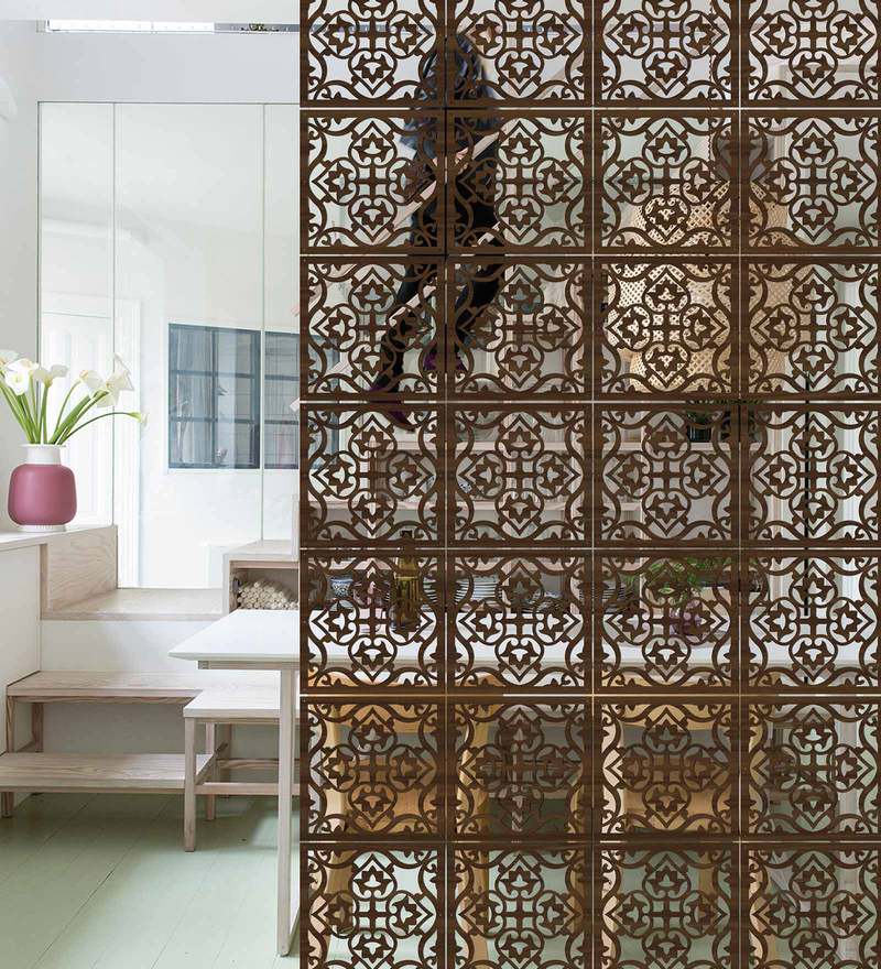 Buy MDF Engineered Wood Hanging Room Divider in Brown Colour Online