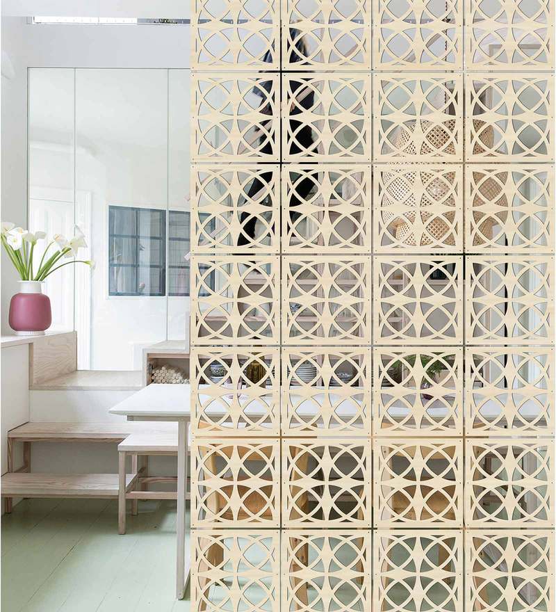 Buy MDF Engineered Wood Hanging Room Divider in Brown Colour Online