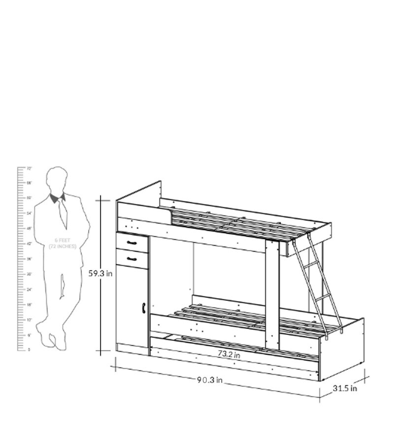 Buy Hannah Storage Bunk Bed with Trundle in Black & White CasaCraft