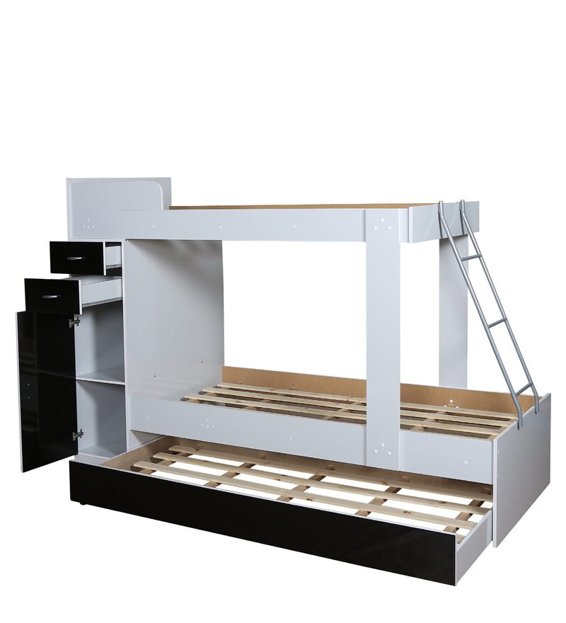 Buy Hannah Storage Bunk Bed with Trundle in Black & White CasaCraft