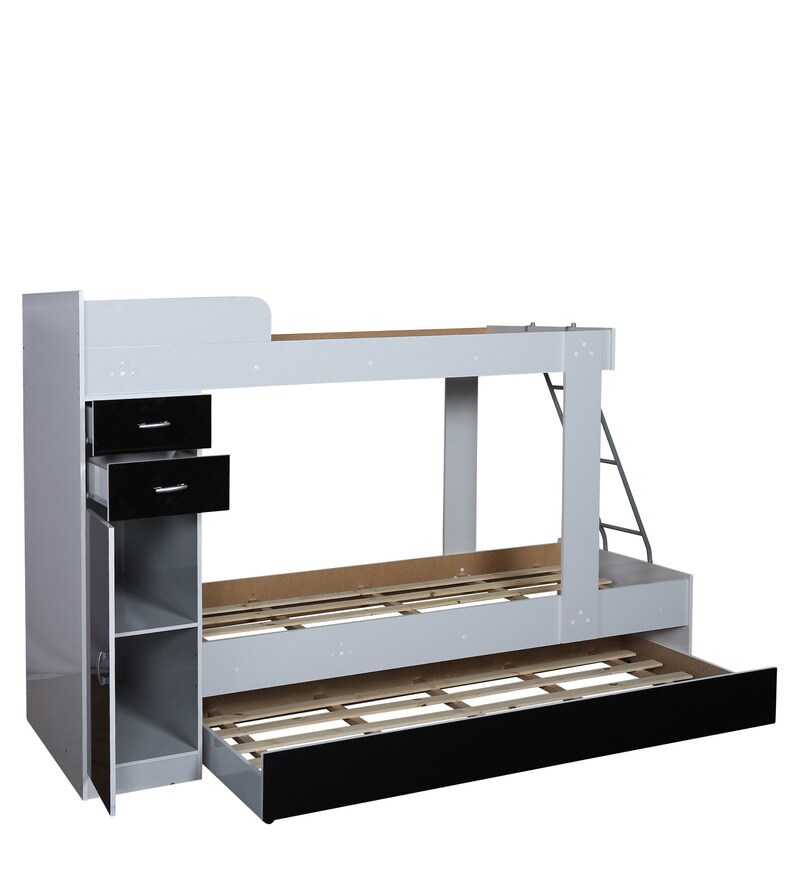 Buy Hannah Storage Bunk Bed With Trundle In Black And White Casacraft By Pepperfry Online 0677