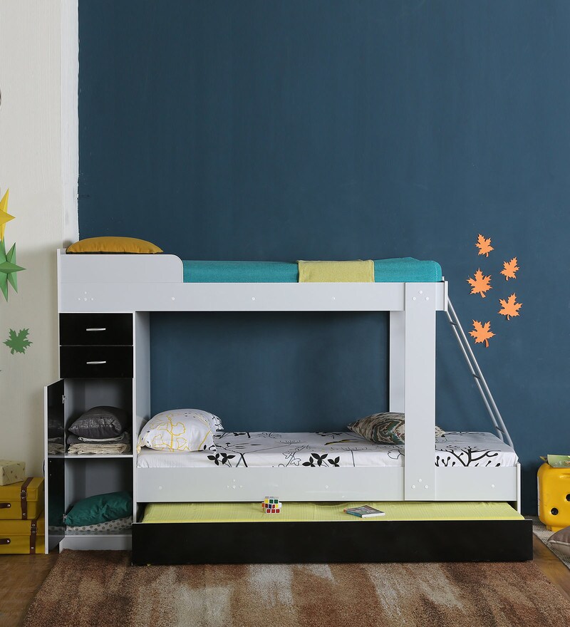 Buy Hannah Storage Bunk Bed with Trundle in Black & White CasaCraft