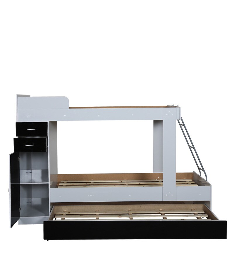 Buy Hannah Storage Bunk Bed with Trundle in Black & White CasaCraft