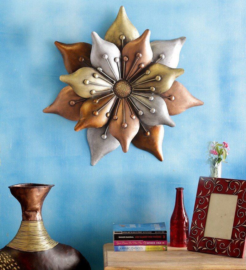 Buy Wrought Iron Decorative Flower Wall Art In Copper By Malik Design Online Floral Metal Art