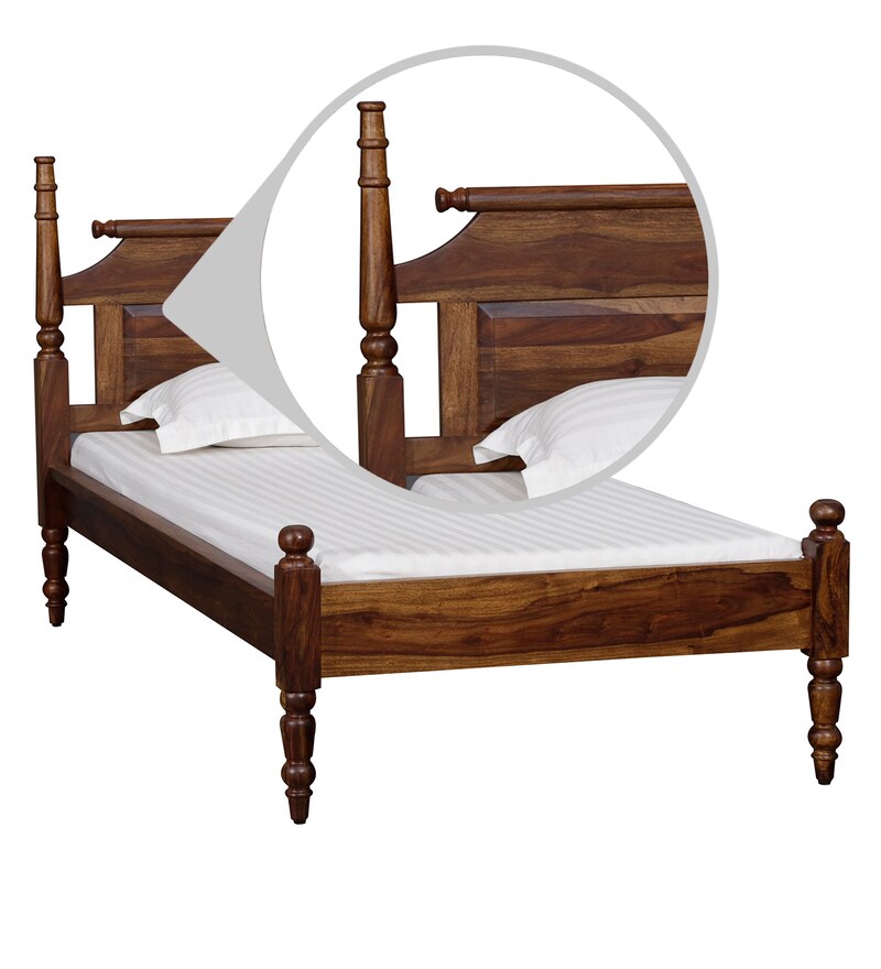 Buy Harleston Solid Wood Single Bed in Provincial Teak Finish by