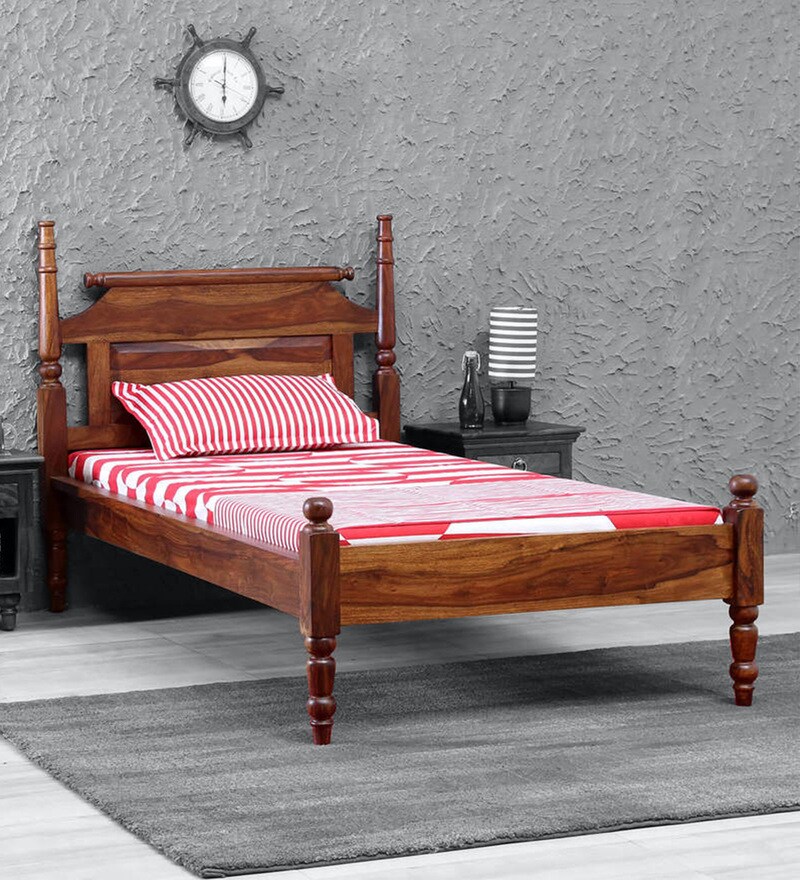 Buy Harleston Solid Wood Single Bed in Provincial Teak Finish by