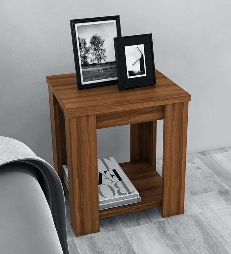 Buy Harmony Night Stand In Walnut Brown Finish By Spacewood Online Modern Night Stands Tables Furniture Pepperfry Product