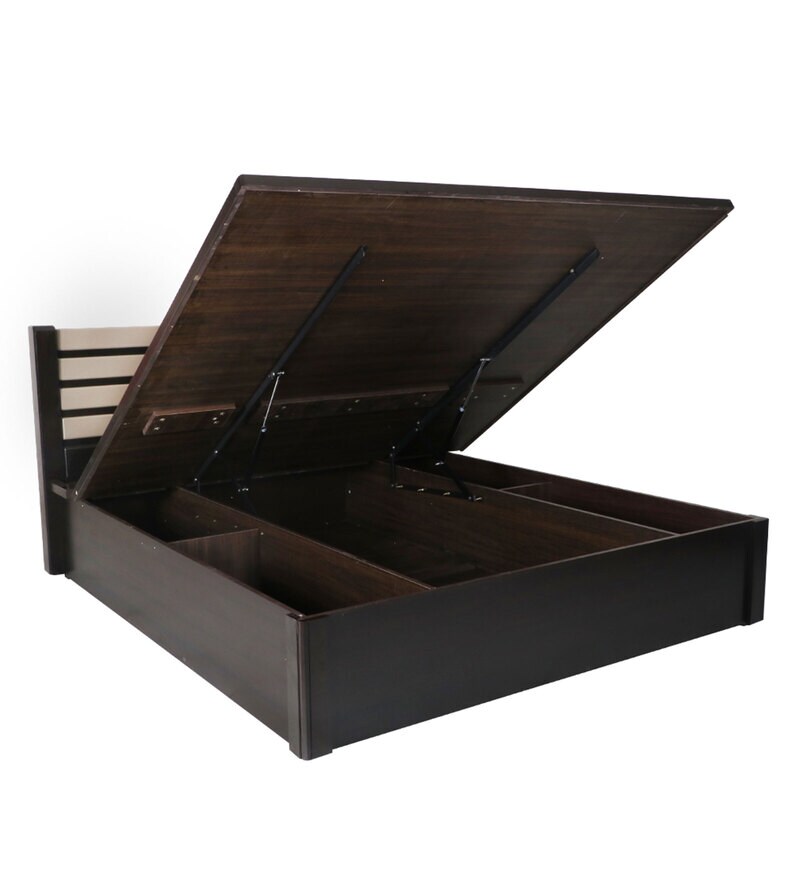Buy Harvey King Size Bed in Walnut Finish with Hydraulic Storage Online