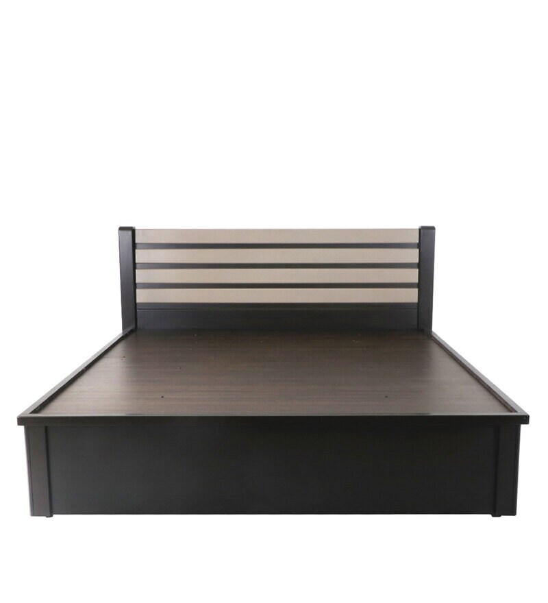 Buy Harvey King Size Bed in Walnut Finish with Hydraulic Storage Online Modern King Size Beds