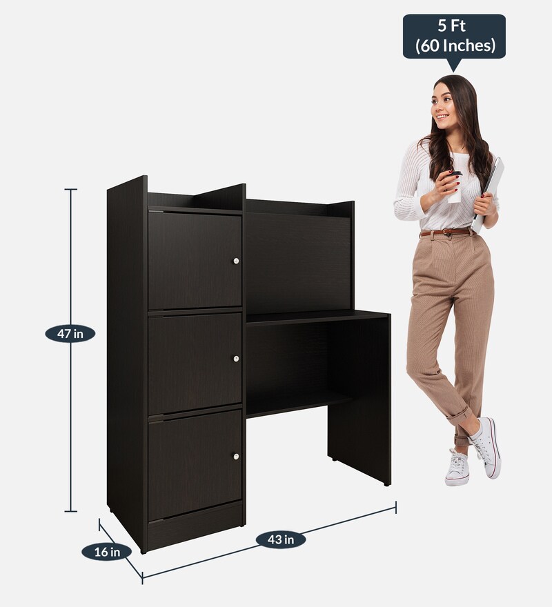 Buy Harwin Hutch Desk in Wenge Finish by Crystal Furnitech Online