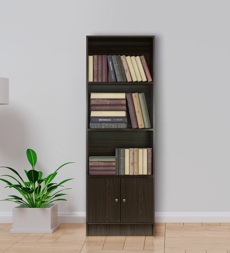 Buy Hayao 3 Tier Book Shelf With Bottom Cabinet In Wenge Finish By