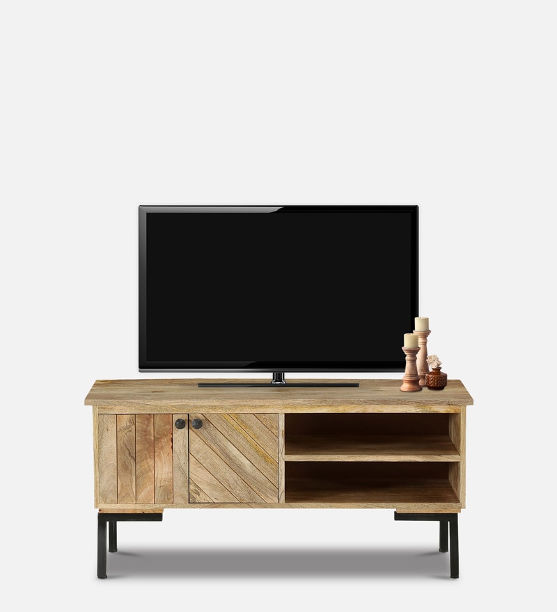 Buy Haywood Solid Wood Entertainment Unit In Natural Finish Bohemiana