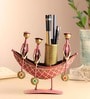 (1Pc) Pink Metal Boat Shape Pen Stands