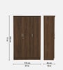 Hachi 3 Door Wardrobe In Walnut Finish With Adjustable Shelves