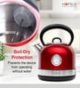 Hafele Dome Plus 2200W, 240V Electric Stainless Steel Kettle with Spout Cover with Analogue Temperature Display, Detachable Micro-Mesh Filter for Lime Scale Filtering, Easy Cleaning (1.7 L)-Red