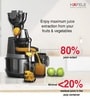Hafele MAGNUS Cold Press Slow Juicer| 83mm Wide Chute| All-in-1 Fruit & Vegetable Juicer| 35RPM Speed for Max Nutrition| Stainless Steel Body| BPA Free Container| 250W-Black Hafele MAGNUS Cold Press Slow Juicer| 83mm Wide Chute| All-in-1 Fruit & Vegetable Juicer| 35RPM Speed for Max Nutrition| Stainless Steel Body| BPA Free Container| 250W-Black