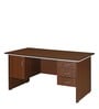 Haiko Workstation In Walnut Finish With File Cabinets And Pedestals
