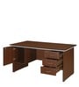 Haiko Workstation In Walnut Finish With File Cabinets And Pedestals