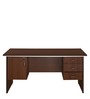 Haiko Workstation In Walnut Finish With File Cabinets And Pedestals