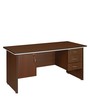Haiko Workstation In Walnut Finish With File Cabinets And Pedestals
