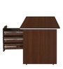 Haiko Workstation In Walnut Finish With File Cabinets And Pedestals